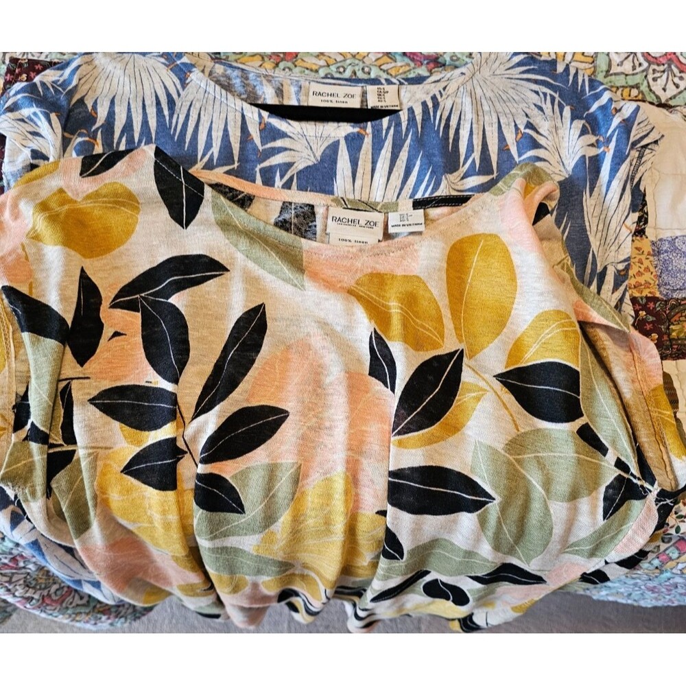 Rachel Zoe Floral Linen short sleeve (lot of 2) Size Small, casual, lightweight